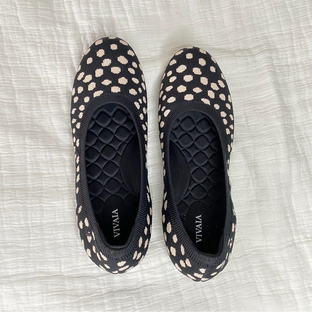 NEW VIVAIA Round-Toe Ballet Flats (Claire) Black Ivory Dots size 10.5 - Picture 4 of 10